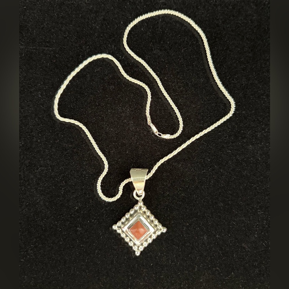 Sterling Silver 925 Shaped Pendant & Necklace.